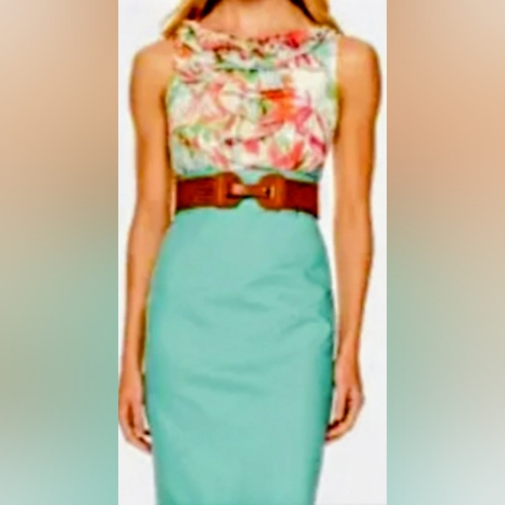 Women's Dress.  37" LongTeal Pink Colorful, Light. Cotton/Poly. Stylish. Size 10